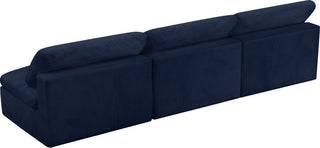 Cozy Velvet Upholstered Comfort Modular Armless Sofa, Navy