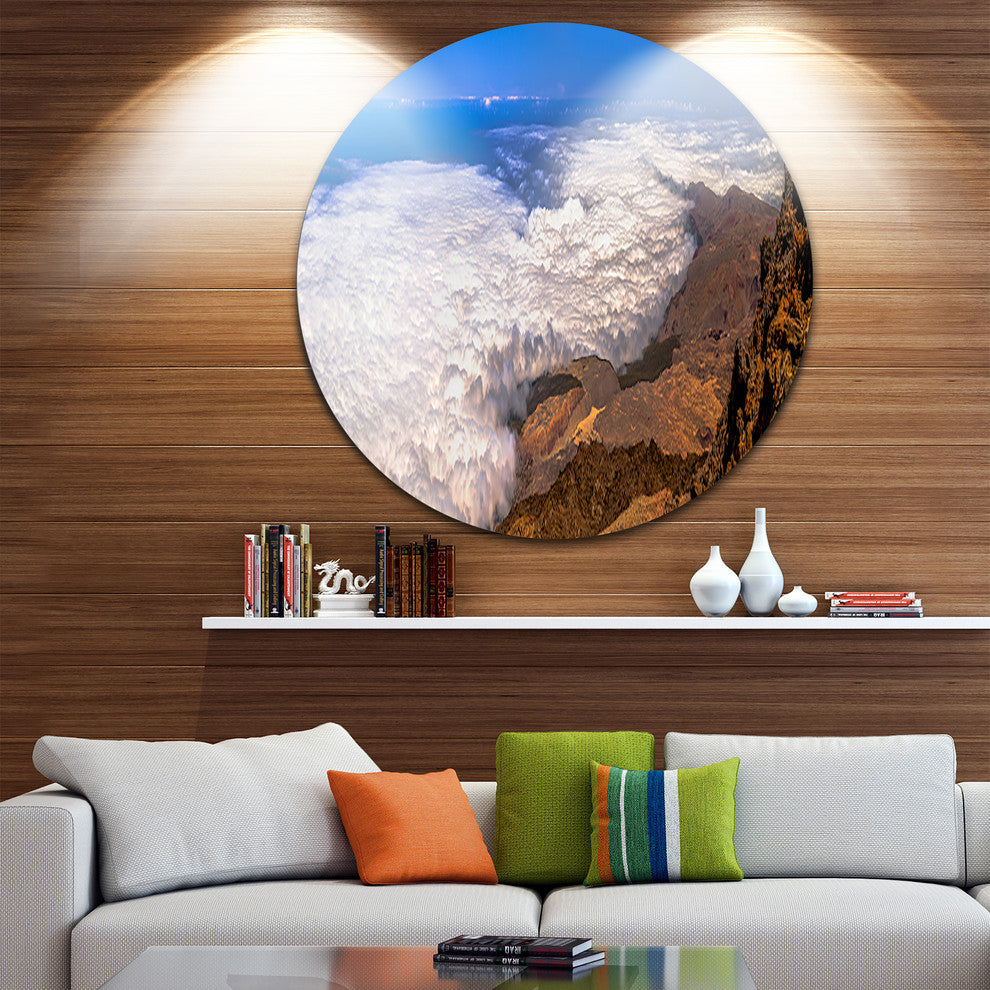 Teide View Panoramic, Seascape Photo Disc Metal Artwork, 11"