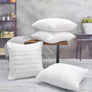 Super Mink Throw Pillow Covers, Set of 4, Bright White