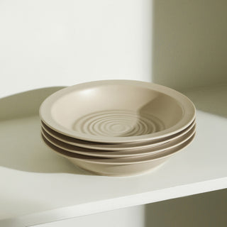 Stone Lain Orbit Stoneware Pasta Bowl Set of 4, Beige