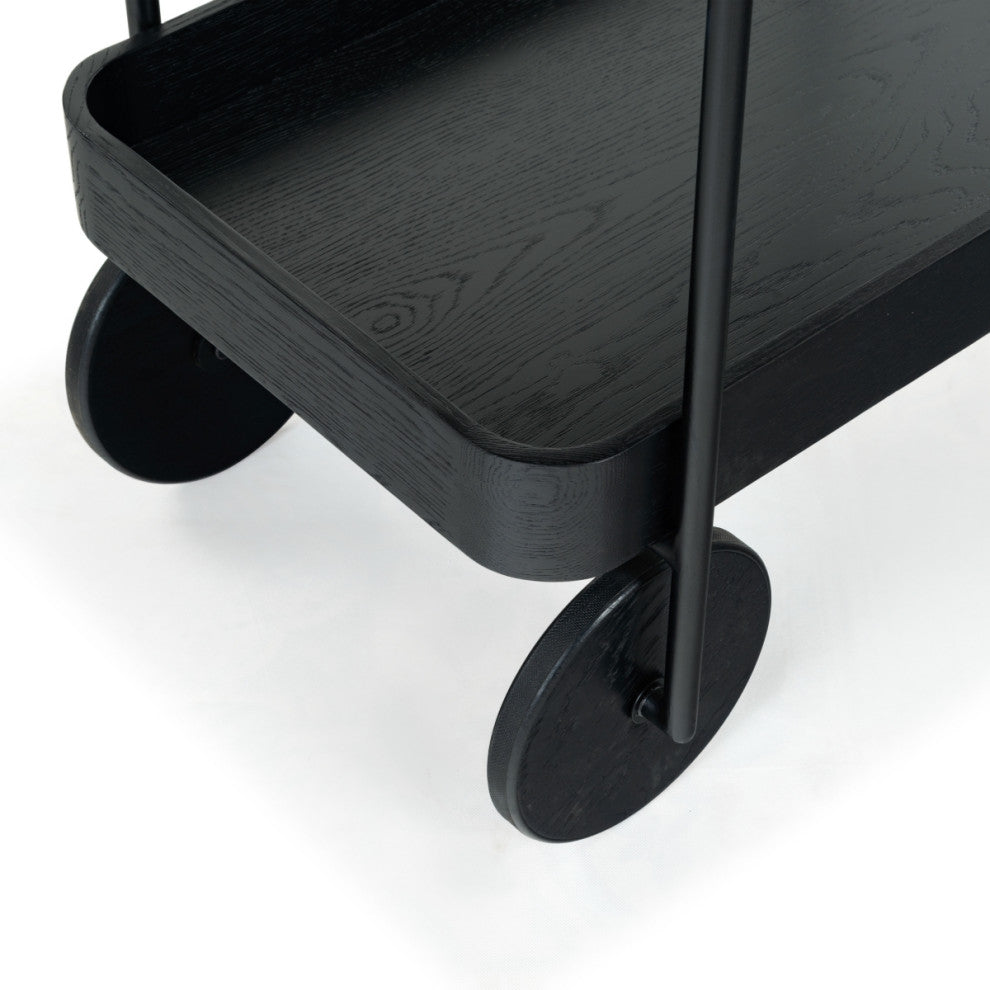 Safavieh Couture Malek Wood 2 Shelf Bar Cart, Black