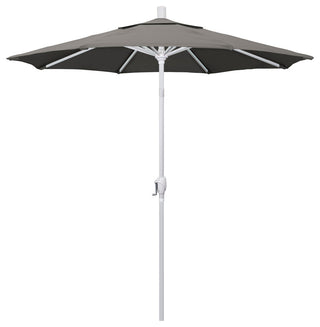 7.5' Matted White Push-Button Tilt Crank Aluminum Umbrella, Taupe Pacifica