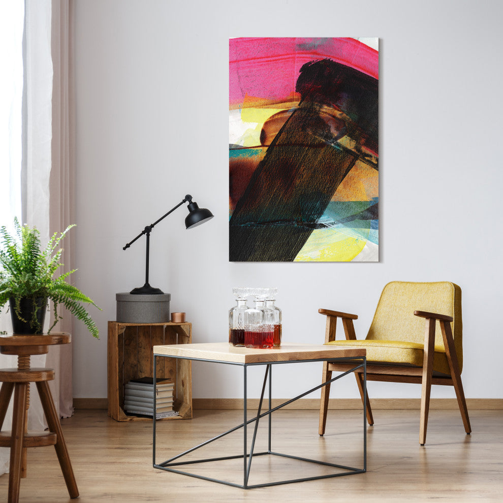 "Carnival Crossing Abstract I" Frameless Reverse Printed Tempered Glass Wall Art