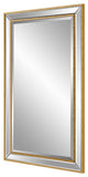 Benzara BM277046 40" Wood Rectangular Wall Mirror, Beveled Panel, Gold