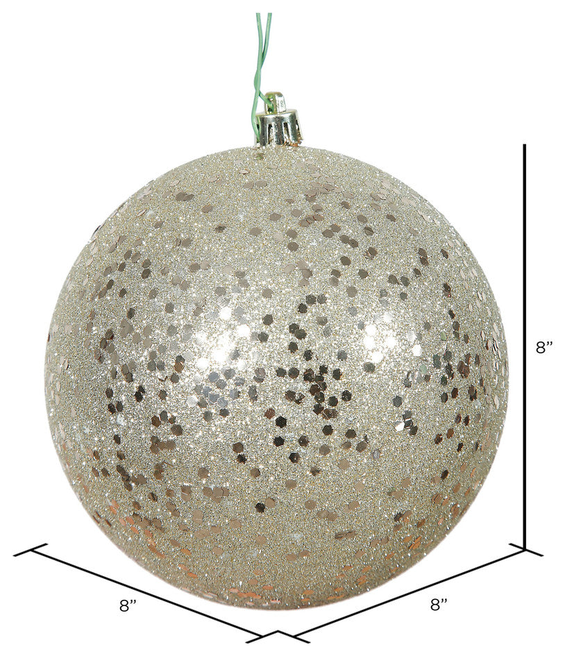 Vickerman N592038Dq 8" Champagne Sequin Ball Ornament