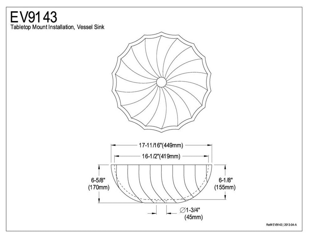 Odyssey White China Vessel Bathroom Sink without Overflow Hole EV9143