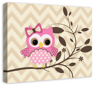 Pink Owl Chevron 24x20 Canvas Wall Art