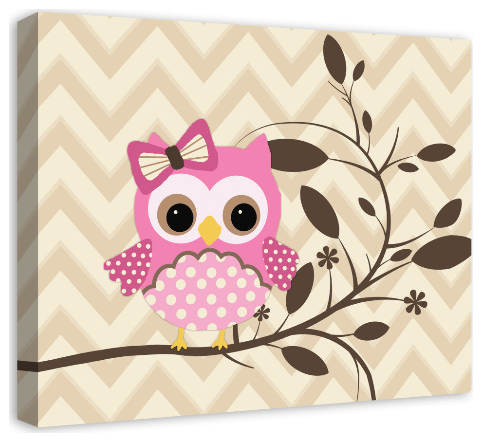 Pink Owl Chevron 24x20 Canvas Wall Art