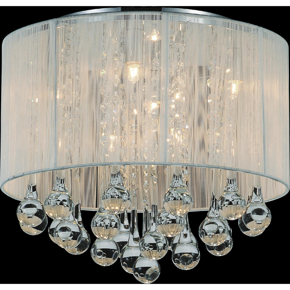Water Drop 6 Light Drum Shade Flush Mount With Chrome Finish