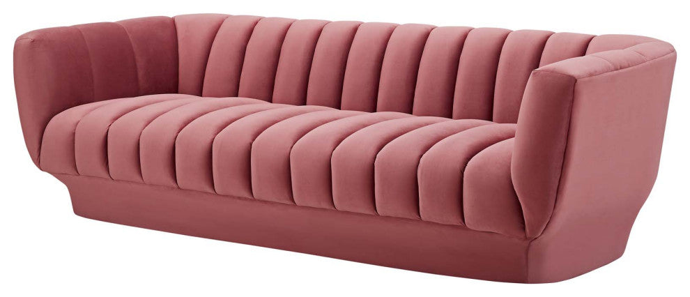 Tufted Armchair and Sofa Set, Velvet, Pink, Modern, Living Lounge Hospitality
