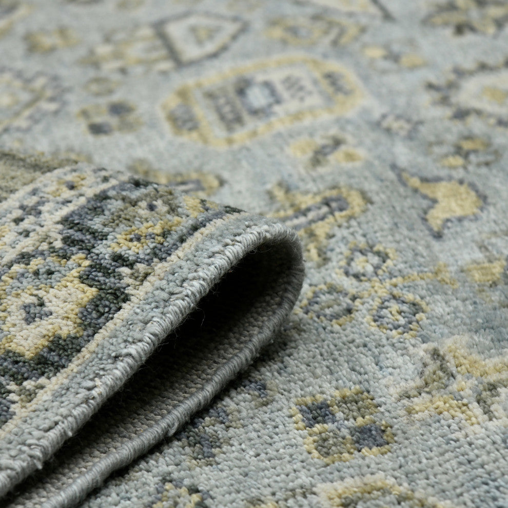 Divine Morada Area Rug, Light Blue, 9' x 12', Bordered