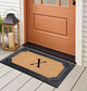 Angela Bronze Finished Black/Beige 24"x39" Monogrammed Doormat, X