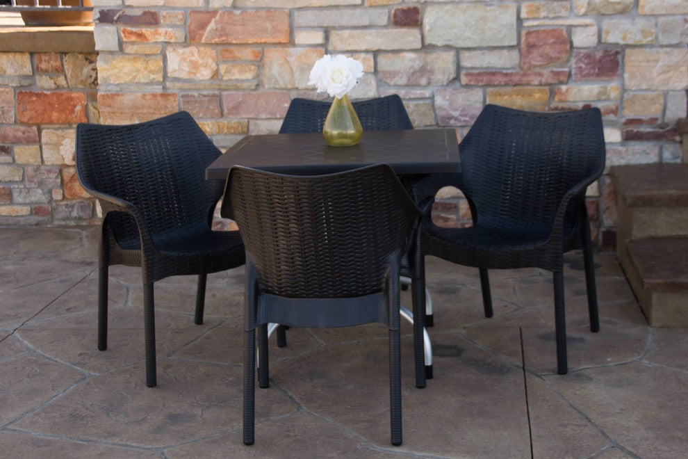 5-Piece Square Lyra Table and 4 Carina Chairs Set