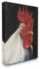 Rooster Portrait Painting on Black XXL Stretched Canvas Wall Art, 30"x40"