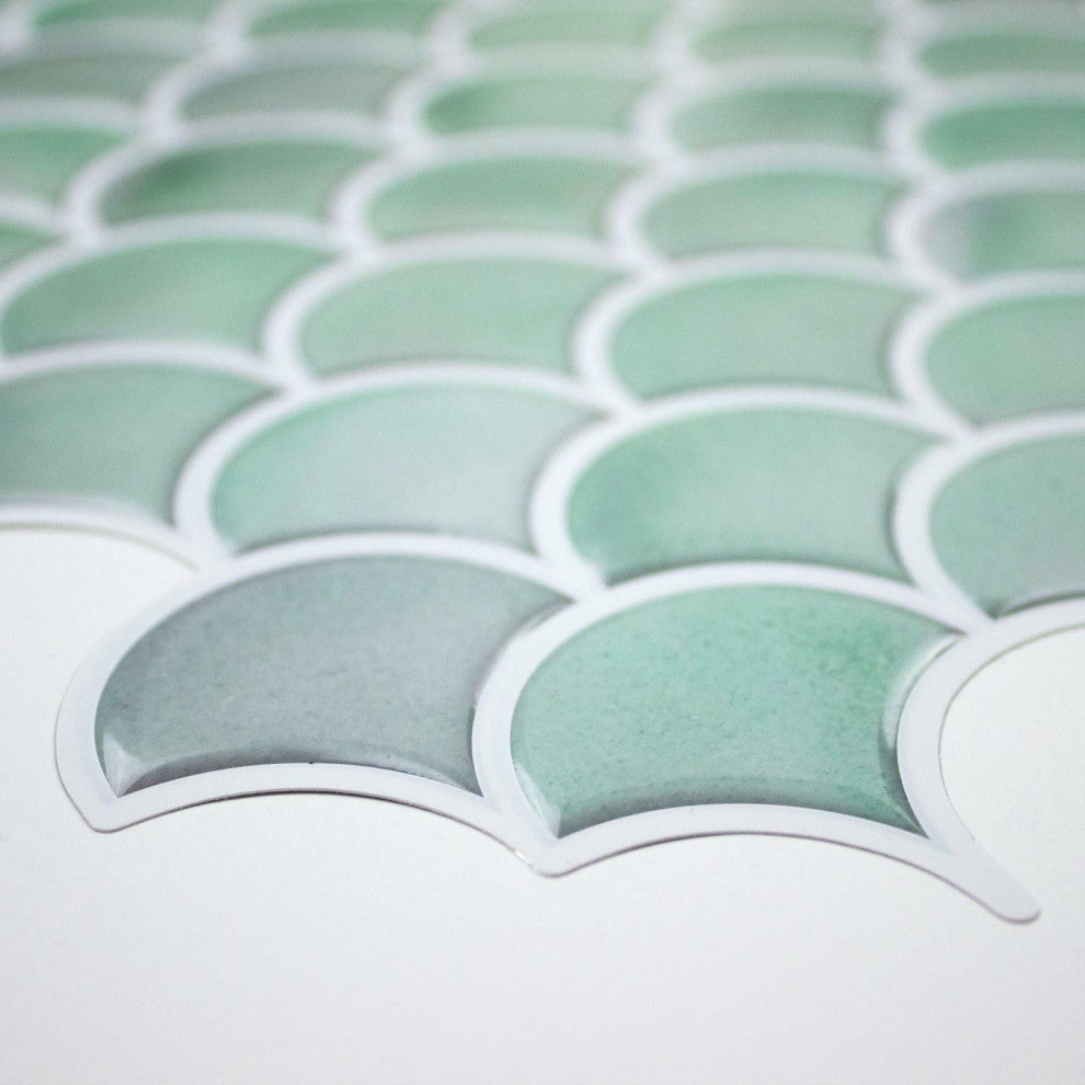 Aqua Scallop Peel And Stick Backsplash