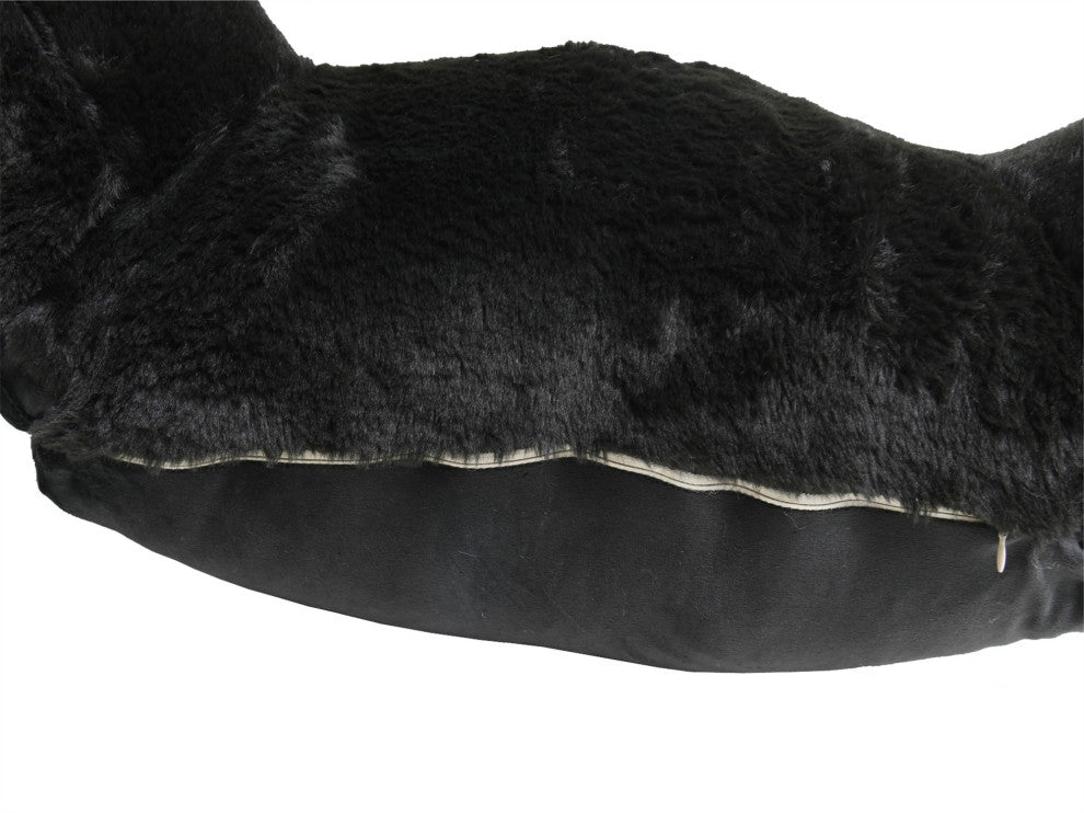 Faux Fur Bedrest Shell, Black, 28"x30" X17"