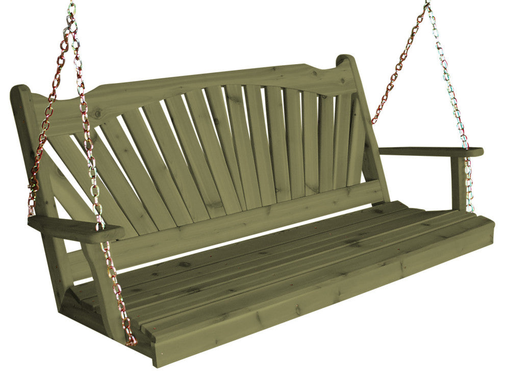 Cedar Fanback Porch Swing, Linden Leaf Stain, 6 Foot