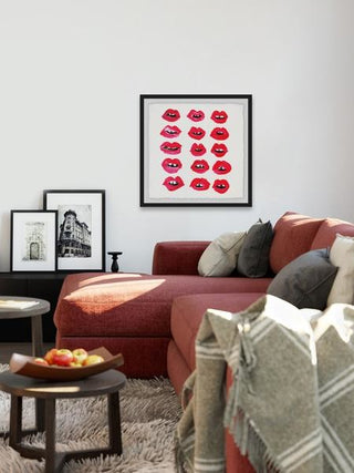 "Lip Rows" Framed Painting Print, 12"x12"