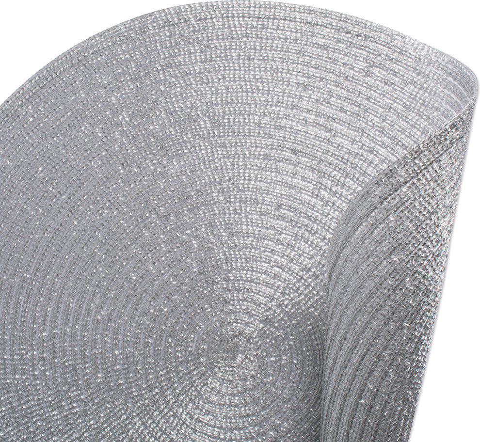 DII Metallic Silver Round Polypropylene Woven Placemat, Set of 6