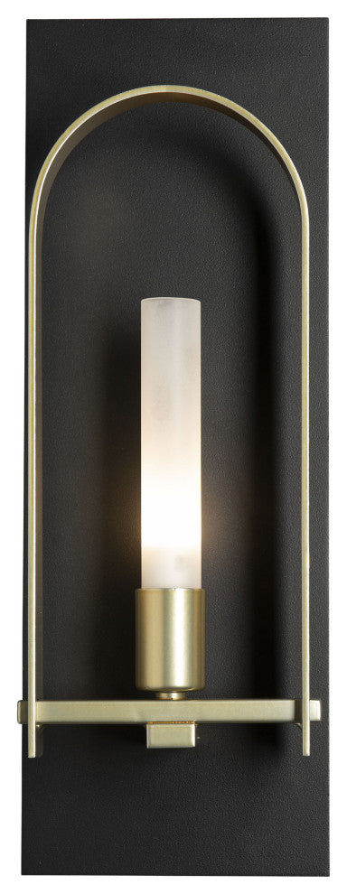 Triomphe 1-Light Sconce Black Modern Brass Accent Frosted Glass