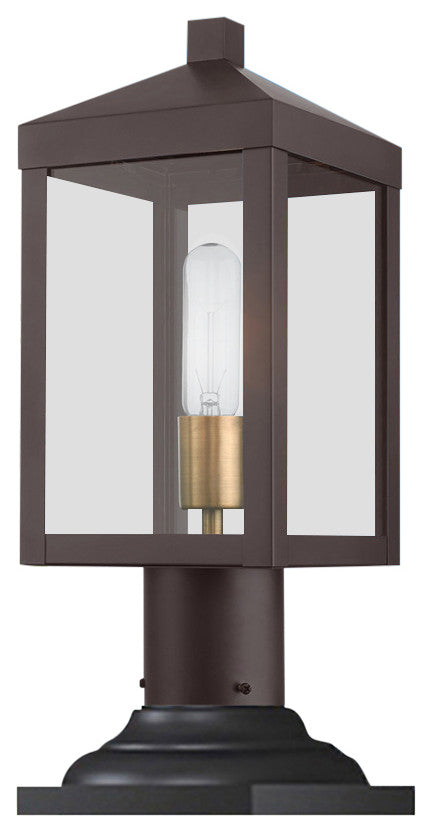 Nyack 1 Light Bronze, Antique Brass Cluster Small Outdoor Post Top Lantern
