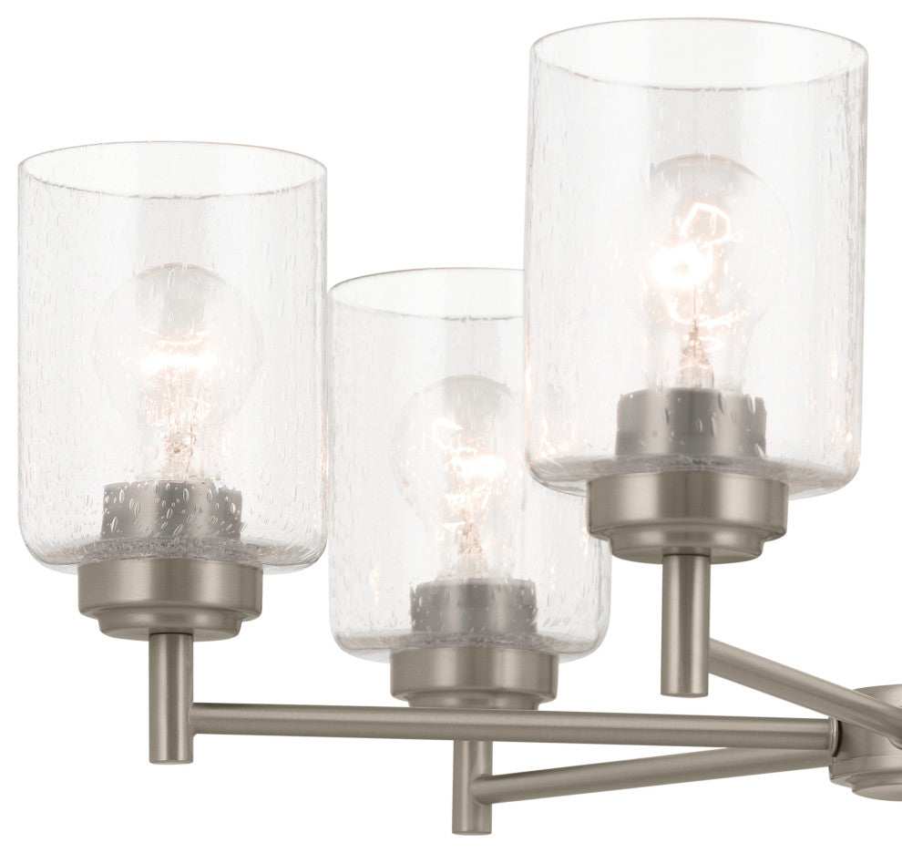 Winslow 26" 6 Light Chandelier With Clear Seeded Glass, Brushed Nickel