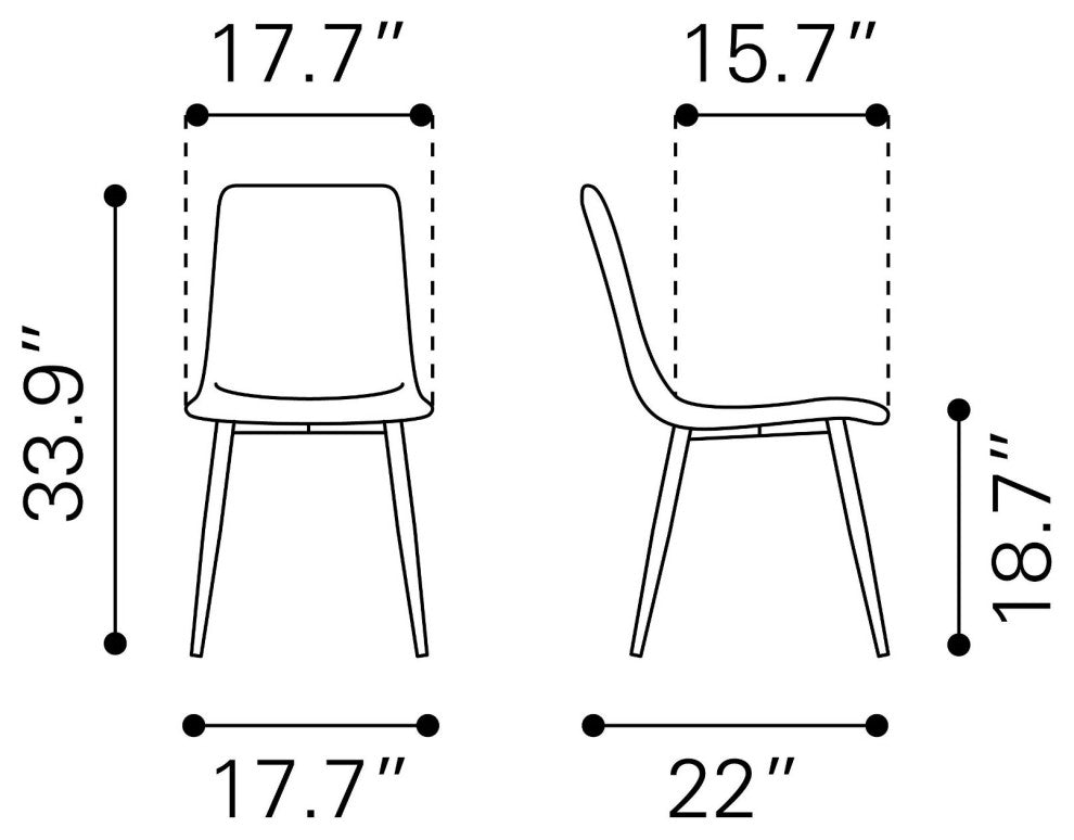 Dining Chair, Set of 2, Faux Vinyl Leather, Steel, Vintage Black, Cafe Bistro
