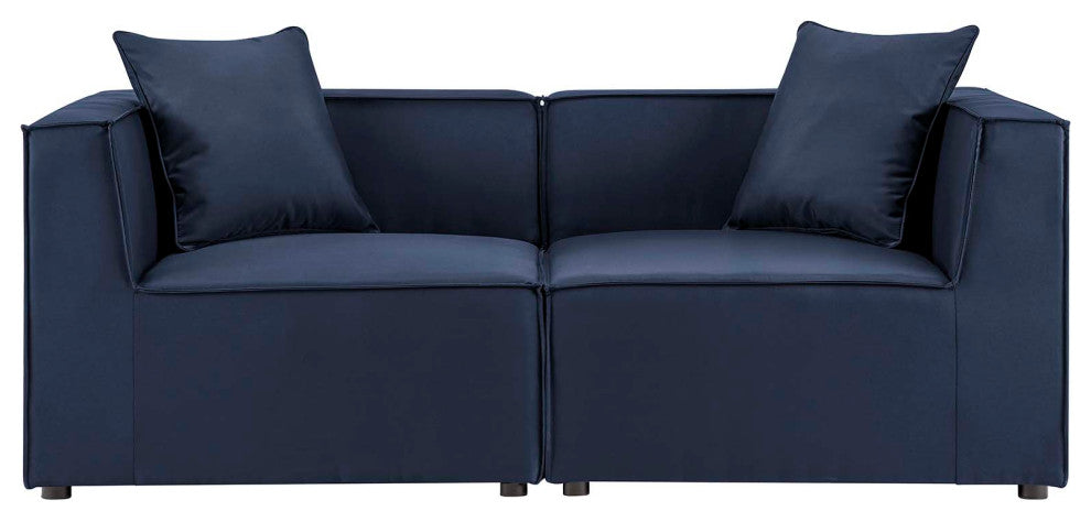 Saybrook Outdoor Patio Upholstered 2-Piece Sectional Sofa Loveseat Navy