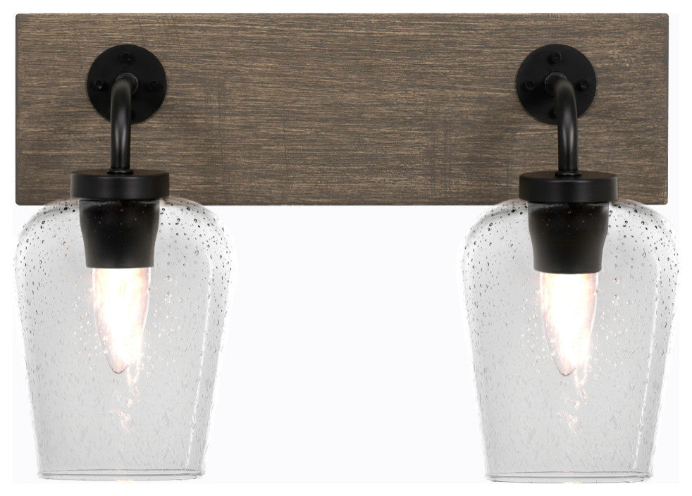 Oxbridge, Bath Bar, Matte Black & Painted Distressed Metal, 5" Clear Bubble