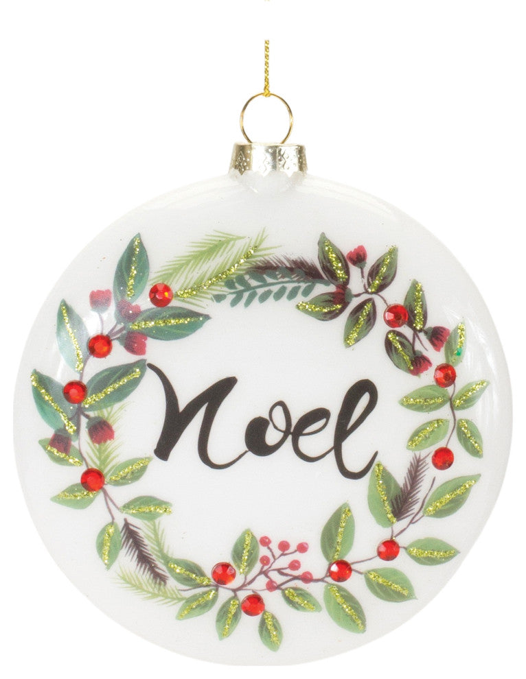 Peace and Noel Wreath Disc Ornament, 12-Piece Set