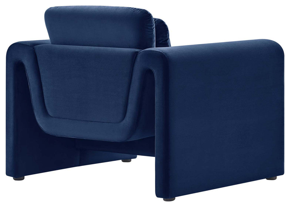 Waverly Performance Velvet Armchair - Midnight Blue