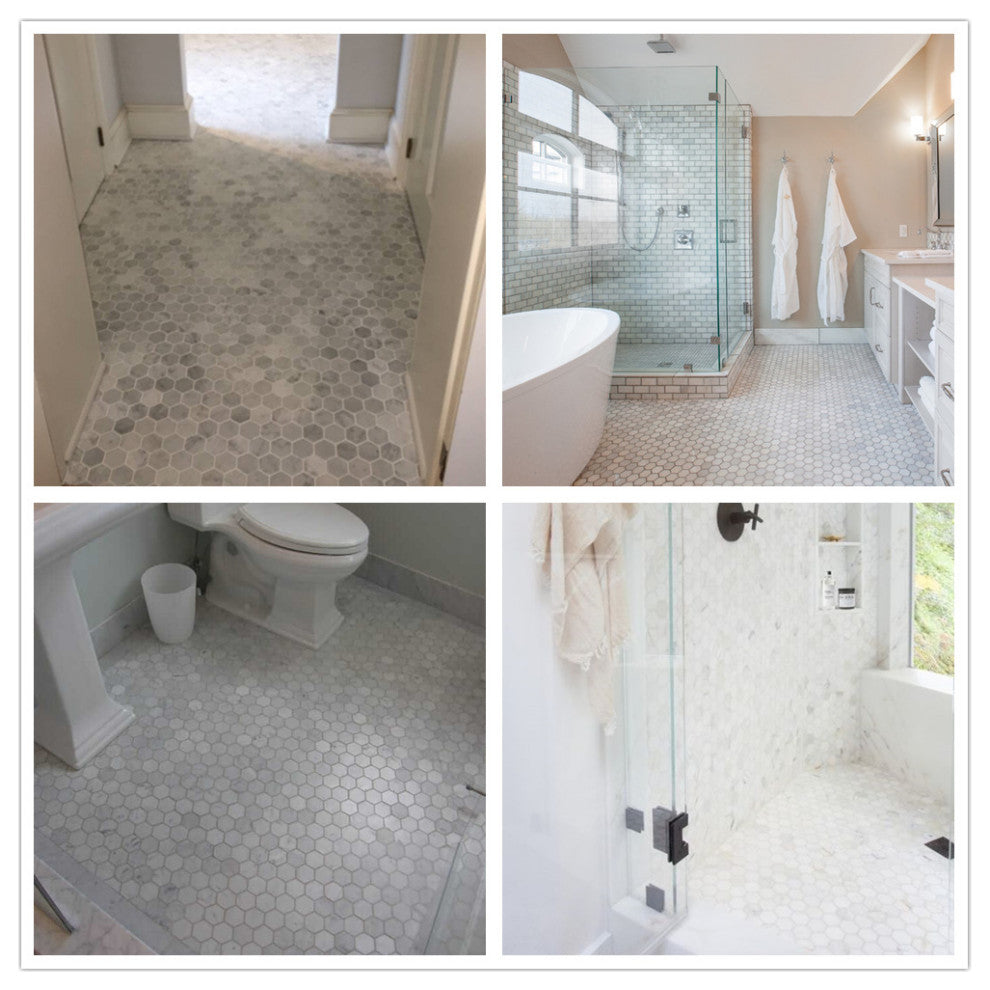 Carrara White Marble 2" Hexagon Mosaic Tile Venato Carrera Honed, 1 sheet