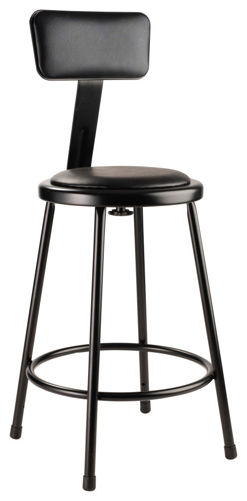 NPS 24"Heavy Duty Vinyl Padded Steel Stool With Backrest, Black