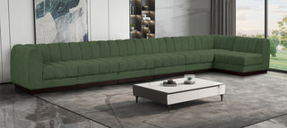 Quinn Chenille Upholstered 7-Piece L-Shaped Modular Sectional, Green