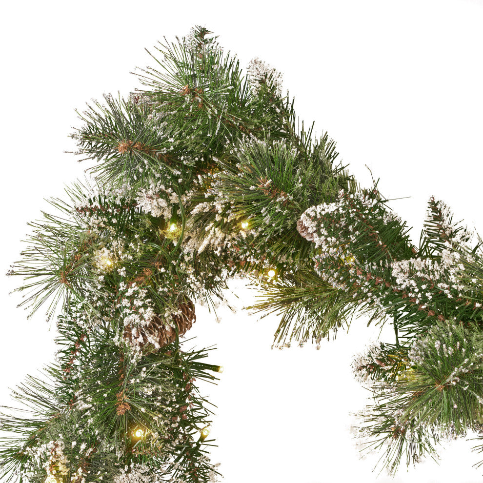 9' Mixed Spruce LED Artificial Christmas Garland, Green