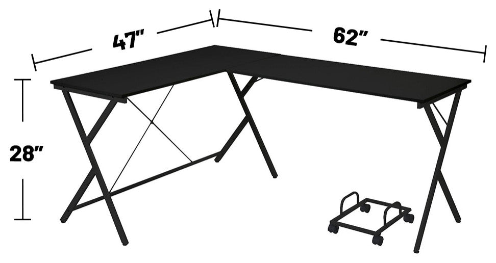 Wood Computer Desk With Black Metal Base