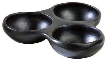 La Chamba Black Clay Triple Dish, Large