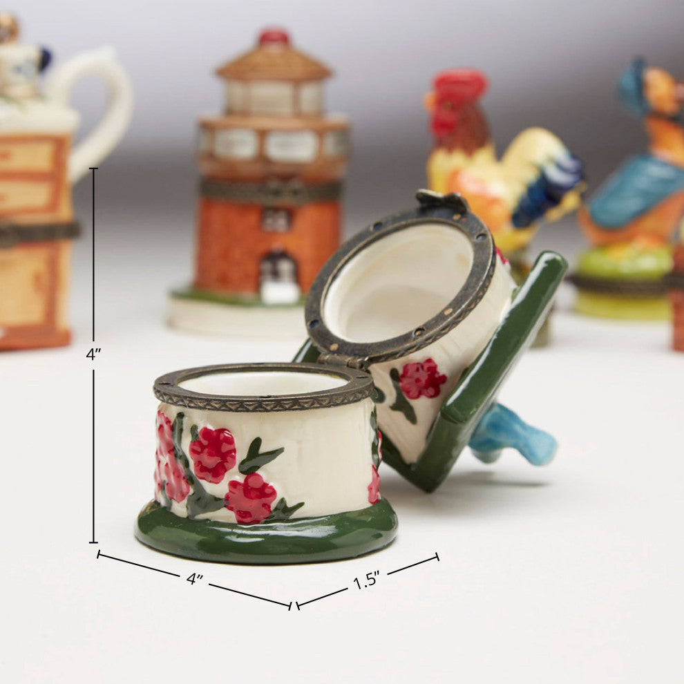Porcelain Trinket 6-Piece Accessory Box Set, White/Multi
