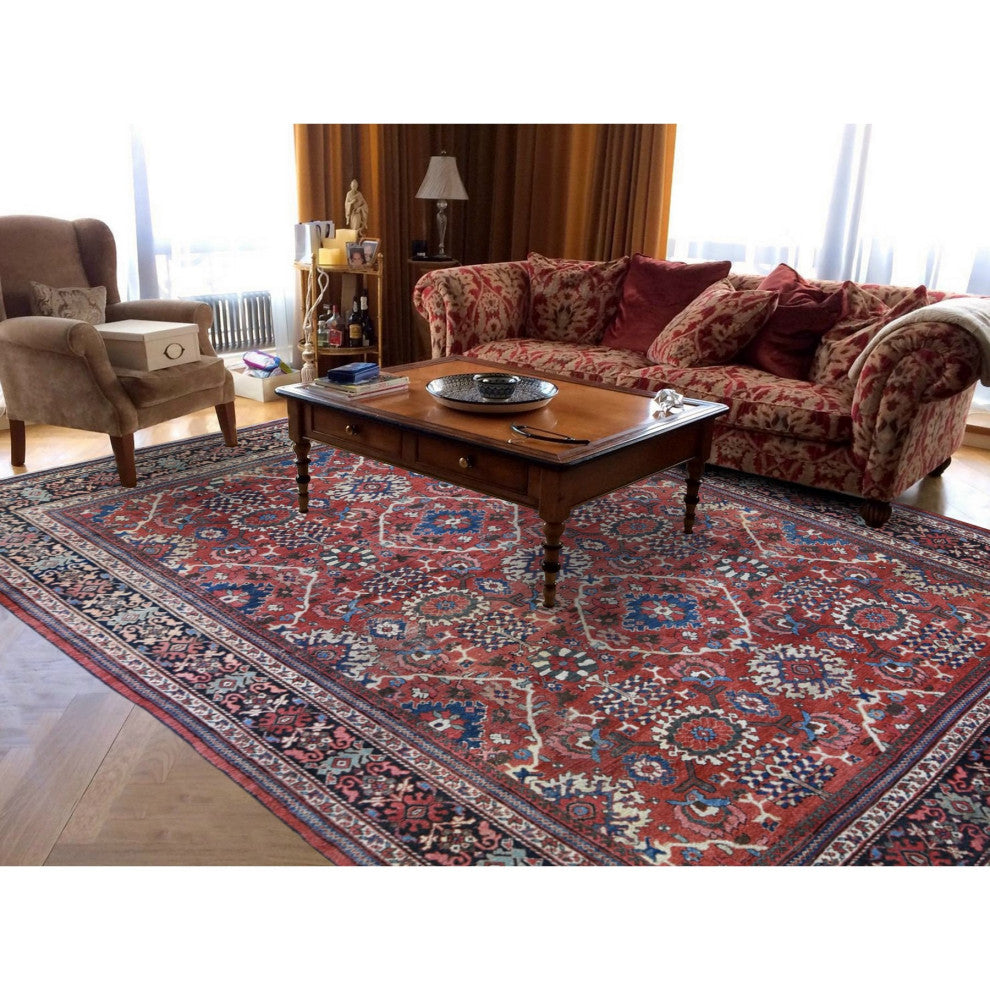 Antique Persian Mahal Good Condition Some Wear Clean Handmade Rug10'10"x13'8"