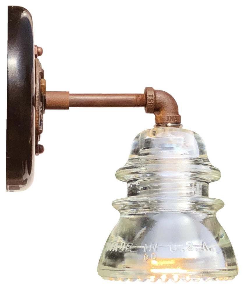 Insulator Light Sconce Rusted Steel Tube