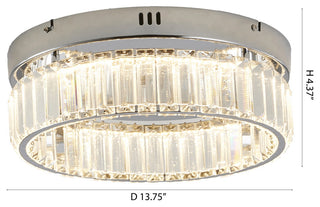1-Light Chrome Dimmable LED Flush Mount With Clear Crystals