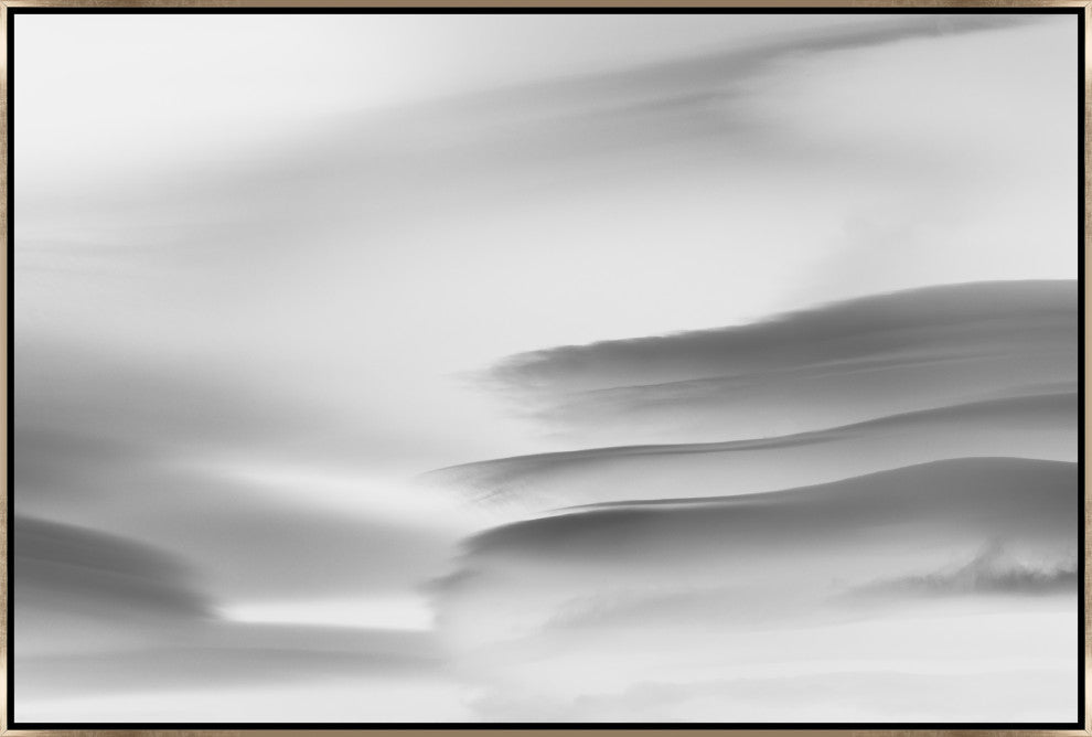 36x24 Lenticular Clouds XII, Framed Artwork, Silver