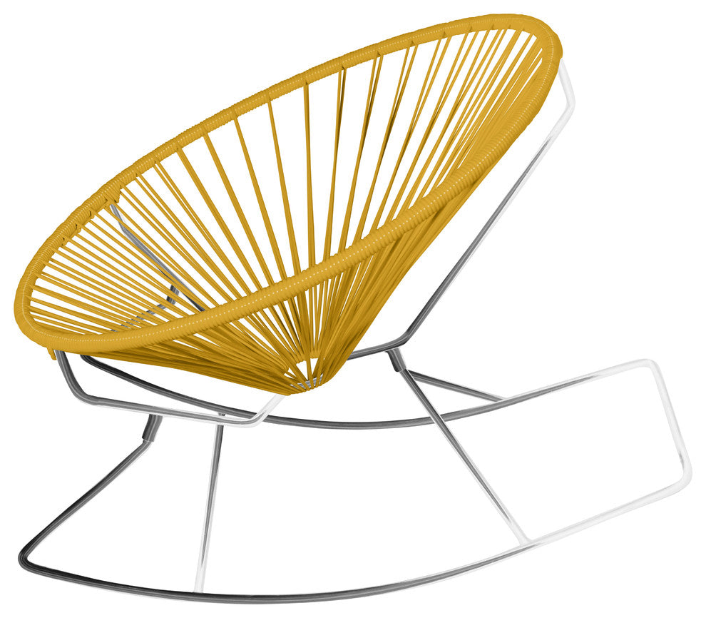 Innit Indoor/Outdoor Handmade Rocker, Gold Weave, Chrome Frame