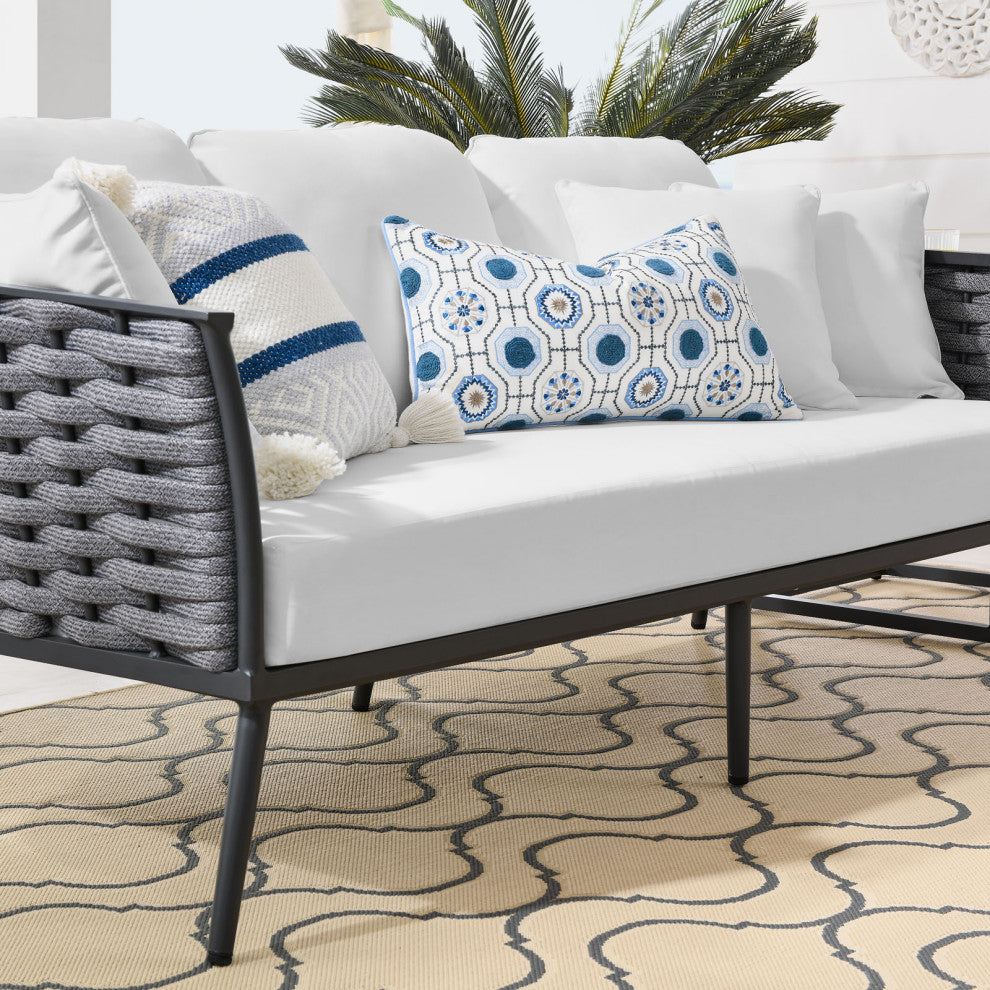 Stance Outdoor Patio Aluminum Sofa Gray White