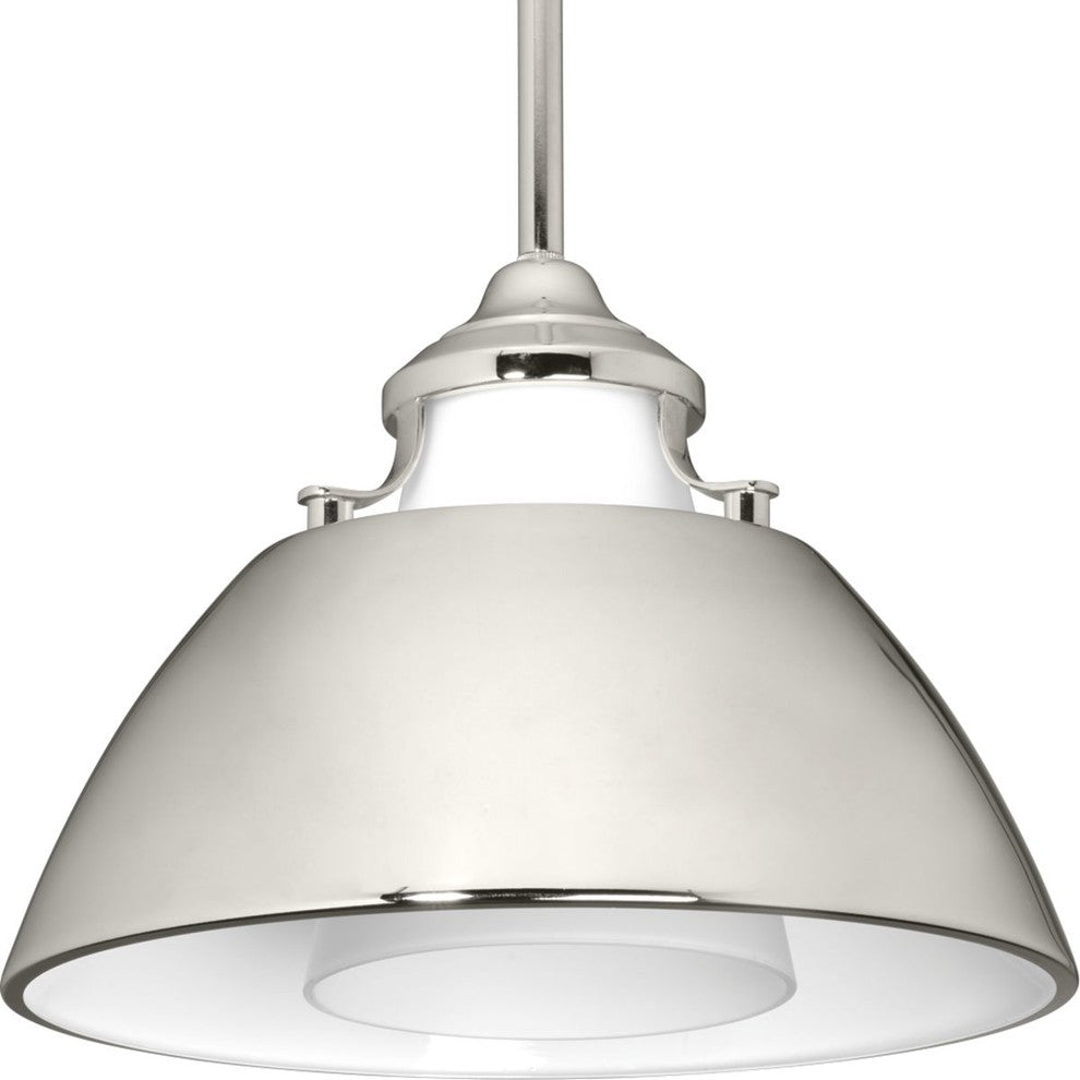 Carbon 1-Light Pendant with Metal Shade, 11"
