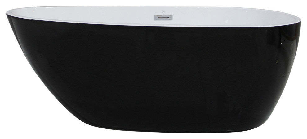 ALFI brand AB8862 59 Inch Black & White Oval Free Standing Soaking Bathtub
