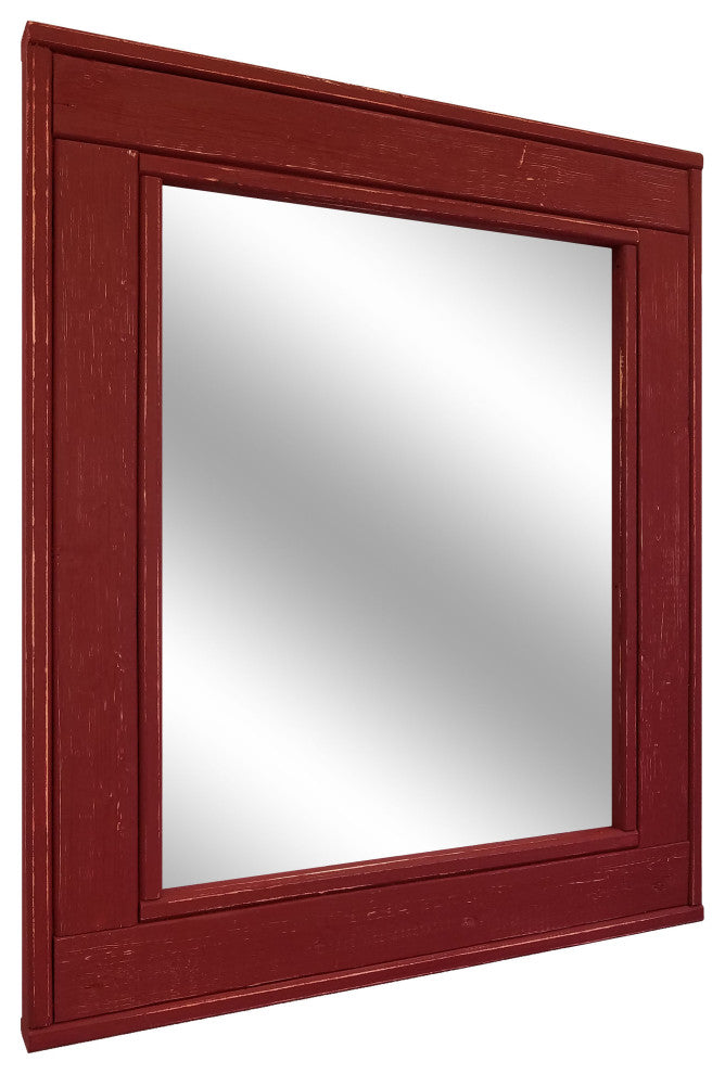 Herringbone Vanity Mirror, Sundried Tomato Red, 36"x30", Non-Distressed, Heavy D