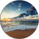 Sunrise And Glowing Waves In Ocean, Seashore Disc Metal Artwork, 11"