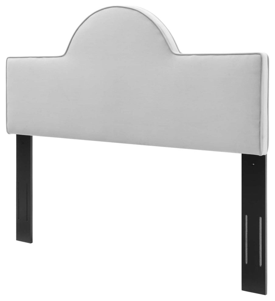 Headboard, Full Queen Size, Velvet, Light Gray, Modern Contemporary