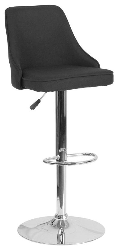 Trieste Contemporary Adjustable Height Barstool, Black Fabric